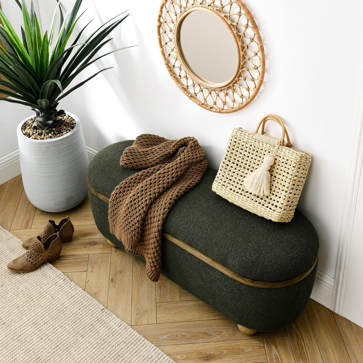 Modern Ottoman Bench Upholstered Seating With Storage - Furniture Home Direct
