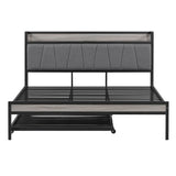 Platform Bed Frame With Trundle, USB Ports And Slat Support, No Box Spring Needed - Furniture Home Direct