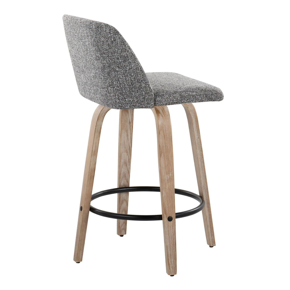 Toriano - Contemporary Fixed-Height Counter Stool & Swivel With Round Footrest (Set of 2) - Furniture Home Direct