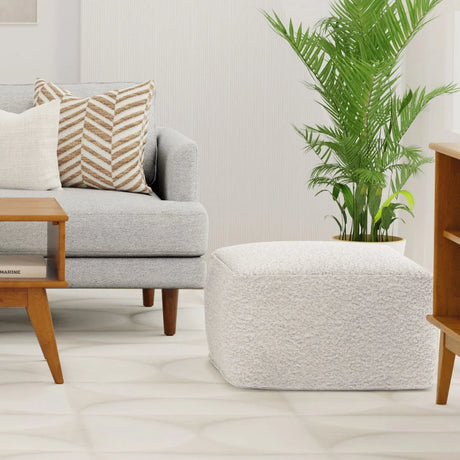 Chantal - Square Pouf - Ivory - Furniture Home Direct