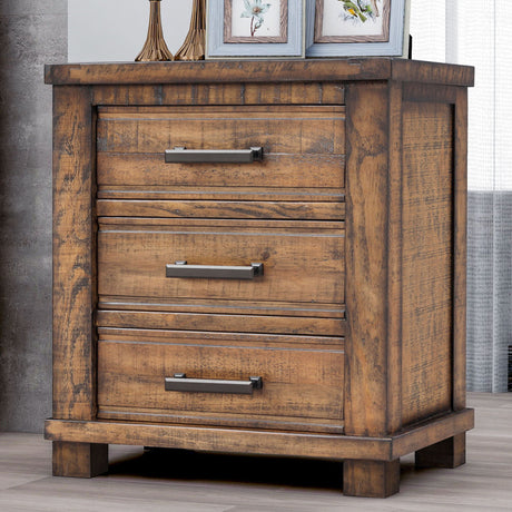 Reclaimed Pine 3-Drawer Farmhouse Nightstand Natural