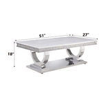 Zander - Printed Faux Marble Top & Mirrored Table - Marble - Furniture Home Direct