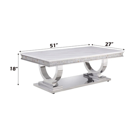 Zander - Printed Faux Marble Top & Mirrored Table - Marble - Furniture Home Direct