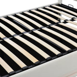 Platform Bed Tufted Upholstered Hydraulic Storage White - Furniture Home Direct
