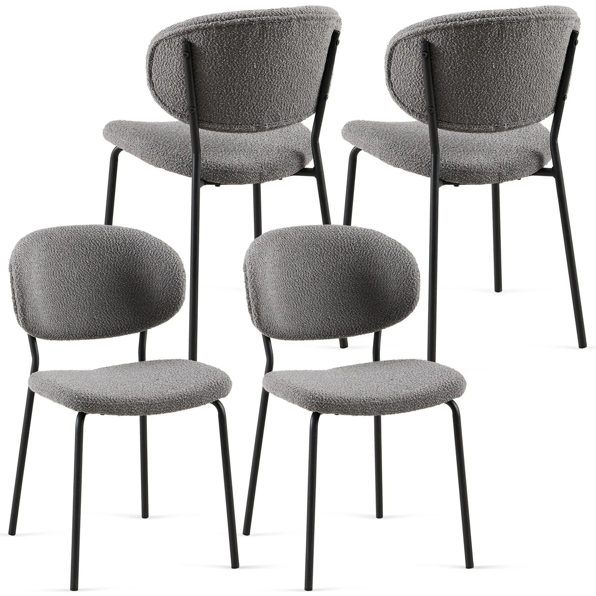 Boucle Dining Chairs, Dining Chairs With Metal Legs For Dining Room, Kitchen, Living Room - Furniture Home Direct