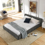 Modern Upholstered Platform Bed Frame With Pleated Design - Furniture Home Direct