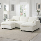 Modular Sectional With Storage Pockets, 5 Seat U Shaped Couch Set With Pillows, Free Combination Modern Cloud Sofa With 2 Movable Ottoman - Furniture Home Direct