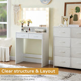 Vanity Desk With Mirror And Lights, Dressing Table With Large Drawer, 2 Level Storage Dresser & 3 Lighting Modes Adjustable Brightness, Suitable For Bedroom - Furniture Home Direct