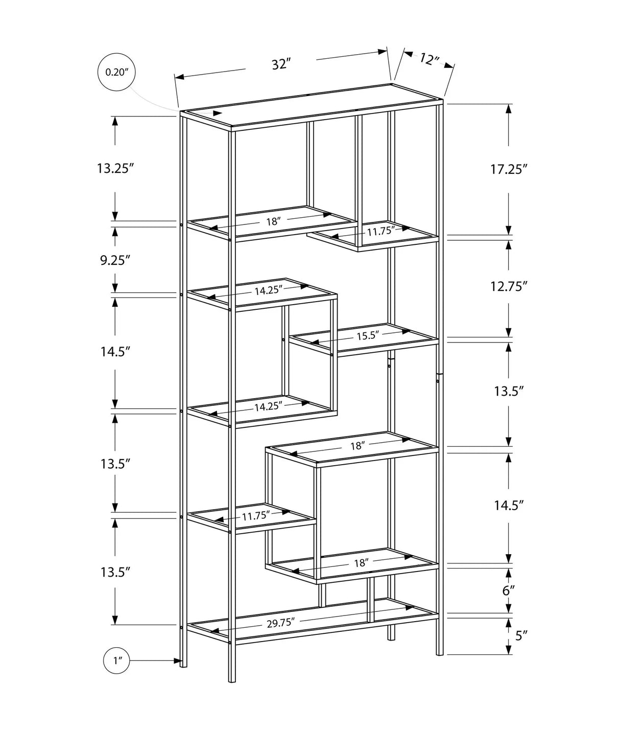 Bookshelf, Bookcase, Etagere, For Office, Contemporary & Modern - Furniture Home Direct
