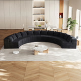 Sectional Sofa Corduroy Curved Modular Living Room Black - Furniture Home Direct