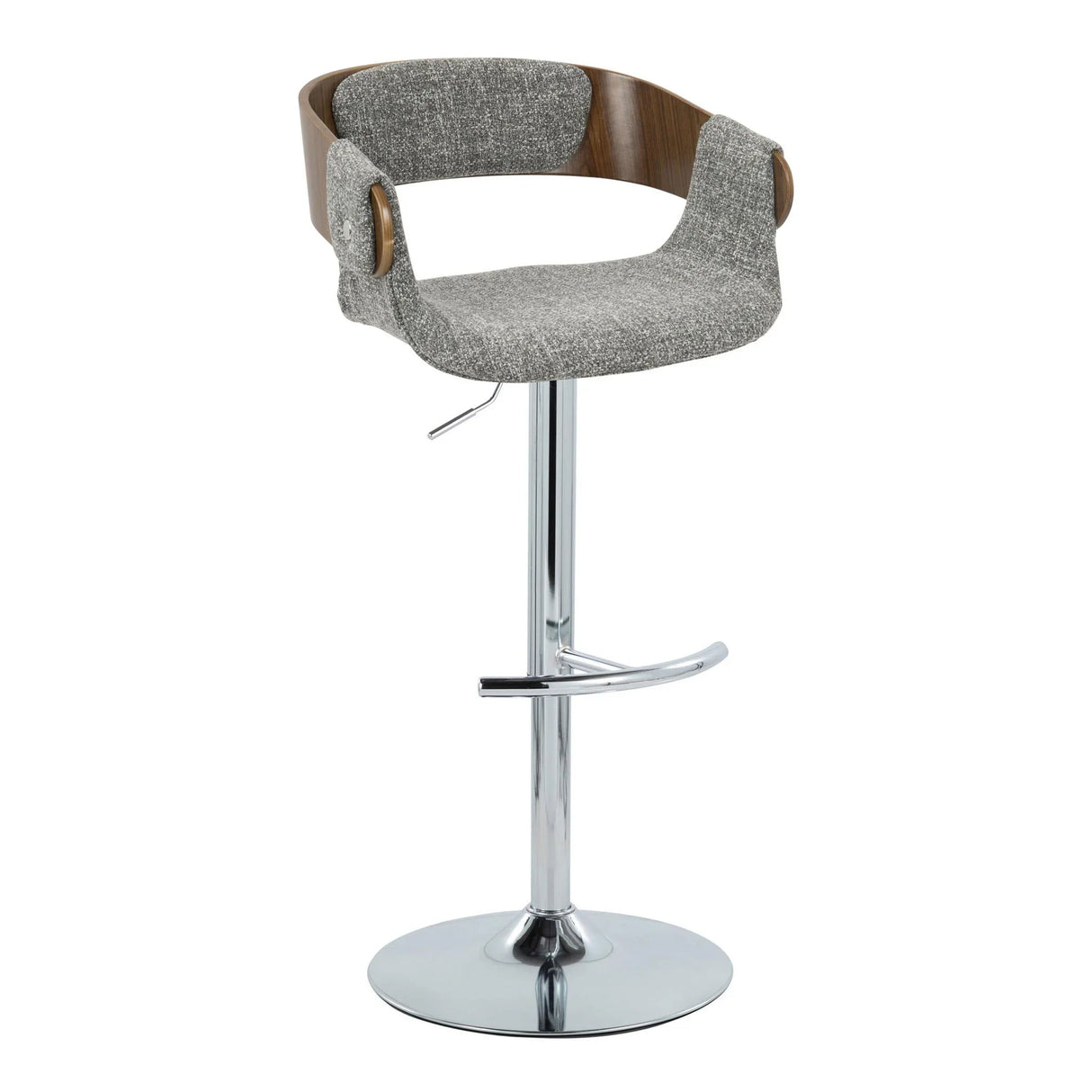 Elisa - Mid Century Modern Adjustable Barstool With Swivel With Rounded T Footrest (Set of 2) - Furniture Home Direct
