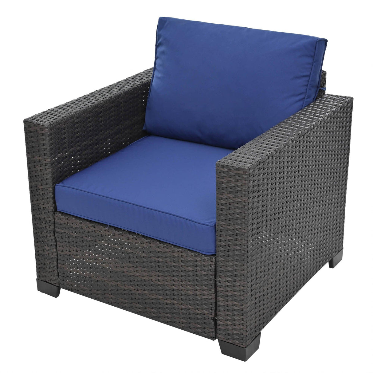 4 Piece Rattan Outdoor Patio Set - Blue - Furniture Home Direct