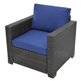 4 Piece Rattan Outdoor Patio Set - Blue - Furniture Home Direct