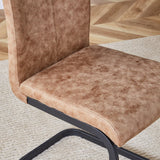 Dining Chairs Upholstered Modern Cantilever Steel Brown - Furniture Home Direct