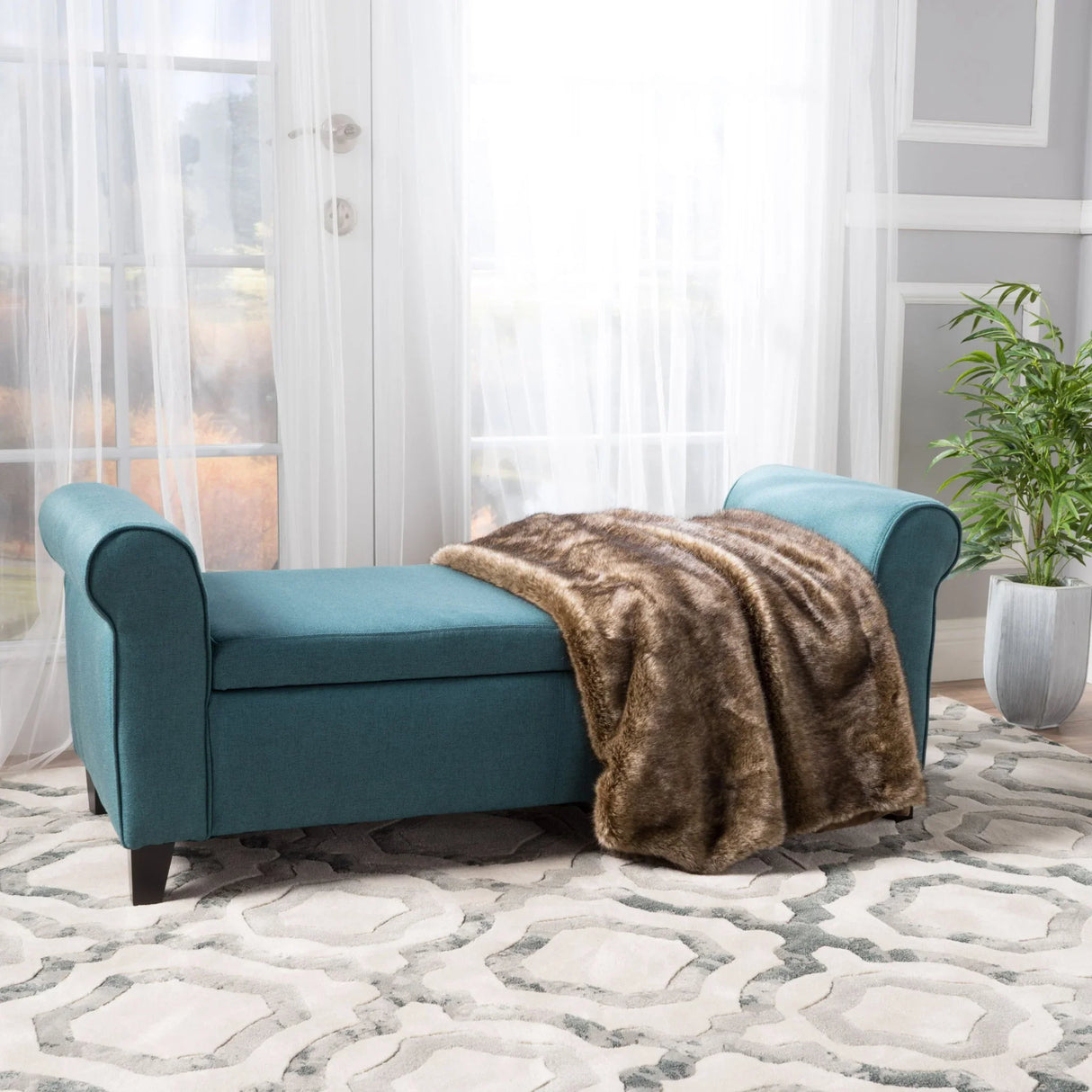 Hayes - Armed Storage Bench With Rolled Arms And Button Tufting
