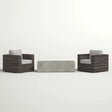 Outdoor Rattan Wicker Seating Set With Cushions 2 Person Patio Furniture - Espresso / Gray - Furniture Home Direct