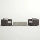 Outdoor Rattan Wicker Seating Set With Cushions 2 Person Patio Furniture - Espresso / Gray - Furniture Home Direct