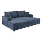 Oversized Loveseat Chaise With 2 USB Ports, 2 Cup Holders And 2 Throw Pillows - Furniture Home Direct