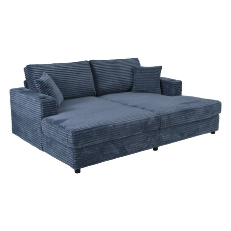 Oversized Loveseat Chaise With 2 USB Ports, 2 Cup Holders And 2 Throw Pillows - Furniture Home Direct