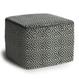 Briella - Square Woven Outdoor / Indoor Pouf - Gray / White - Furniture Home Direct