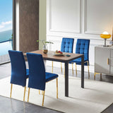 5 Pieces Dining Set Including Velvet High Back Golden Color Legs Nordic Dining Chair & Creative Design Dining Table - Furniture Home Direct