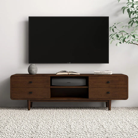 Alexa - Mid-Century Modern Style TV Stand - Dark Brown / Wood - Furniture Home Direct