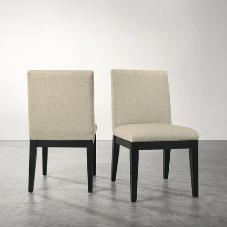 Roundhill Furniture - Rocco Contemporary Solid Wood Dining Chairs (Set of 2) - Beige - Furniture Home Direct