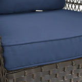 3 Pieces Conversation Set, Outdoor Wicker Rocker Swivel Patio Bistro Set, Rocking Chair With Glass Top Side Table - Furniture Home Direct