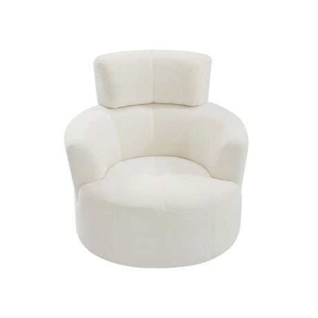 360° Swivel Chair Upholstered Accent Barrel Chair With Adjustable Headrest - Furniture Home Direct