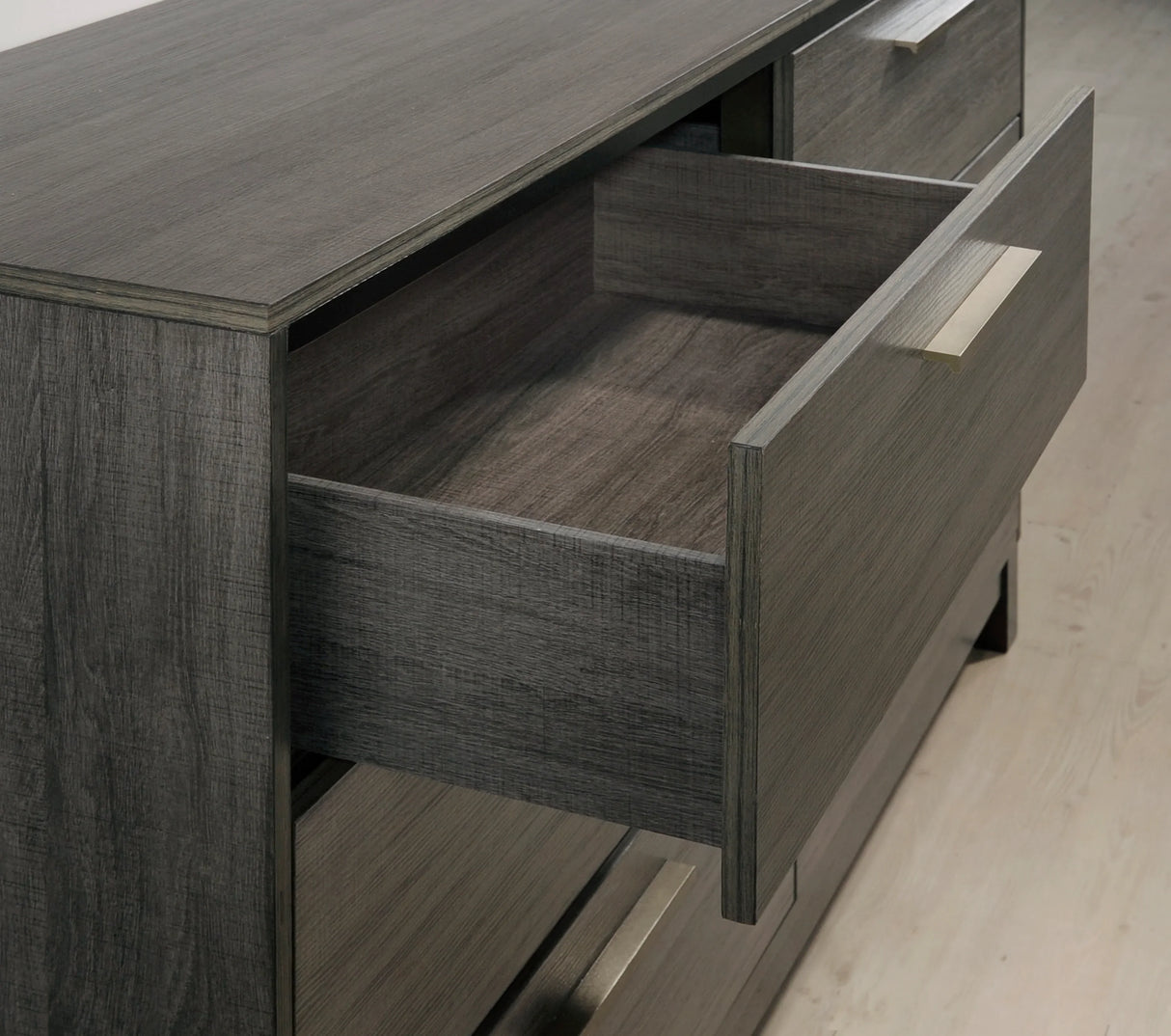 Bedroom Set King Size Dresser Mirror Nightstands Gray - Furniture Home Direct