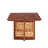 Coffee Table Solid Wood With Rattan Panel Sides Walnut - Furniture Home Direct