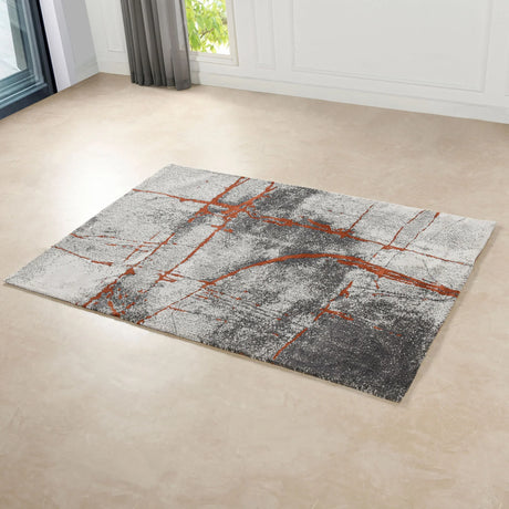 Quarry - 5.25' X 6.5' Abstract Area Rug - Gray / Orange - Furniture Home Direct