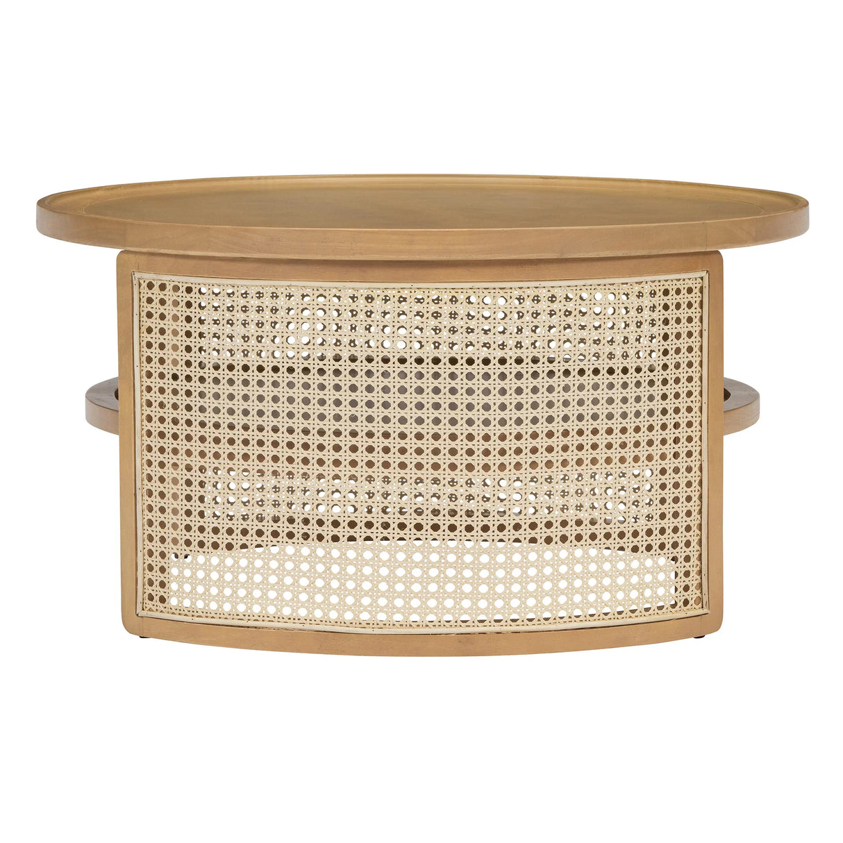 Round Coffee Table With Storage Caned Sides Natural - Furniture Home Direct
