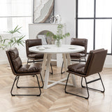 Dining Set Round Table With Chairs Antique Brown And White - Furniture Home Direct