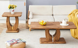 Coffee Table Set With Circular Arc Base And Wood Tone - Furniture Home Direct