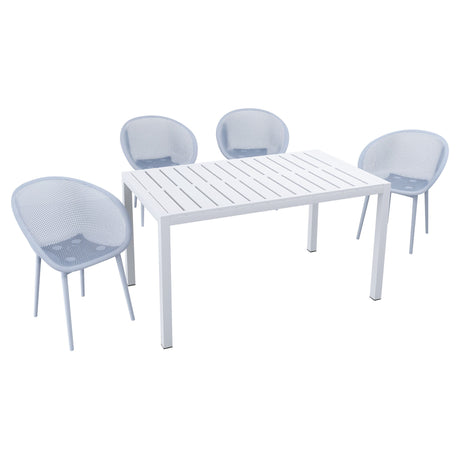 4 Piece Outdoor Lounge Chair Set Long Table Polypropylene