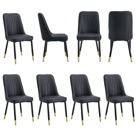 Dining Chairs Modern Set of 8 Upholstered PU Leather Black - Furniture Home Direct