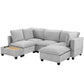 U-Shaped Sectional Modular Sofa With A Movable Ottoman, A Coffee Table With Hidden Charging Devices For Living Room - Furniture Home Direct