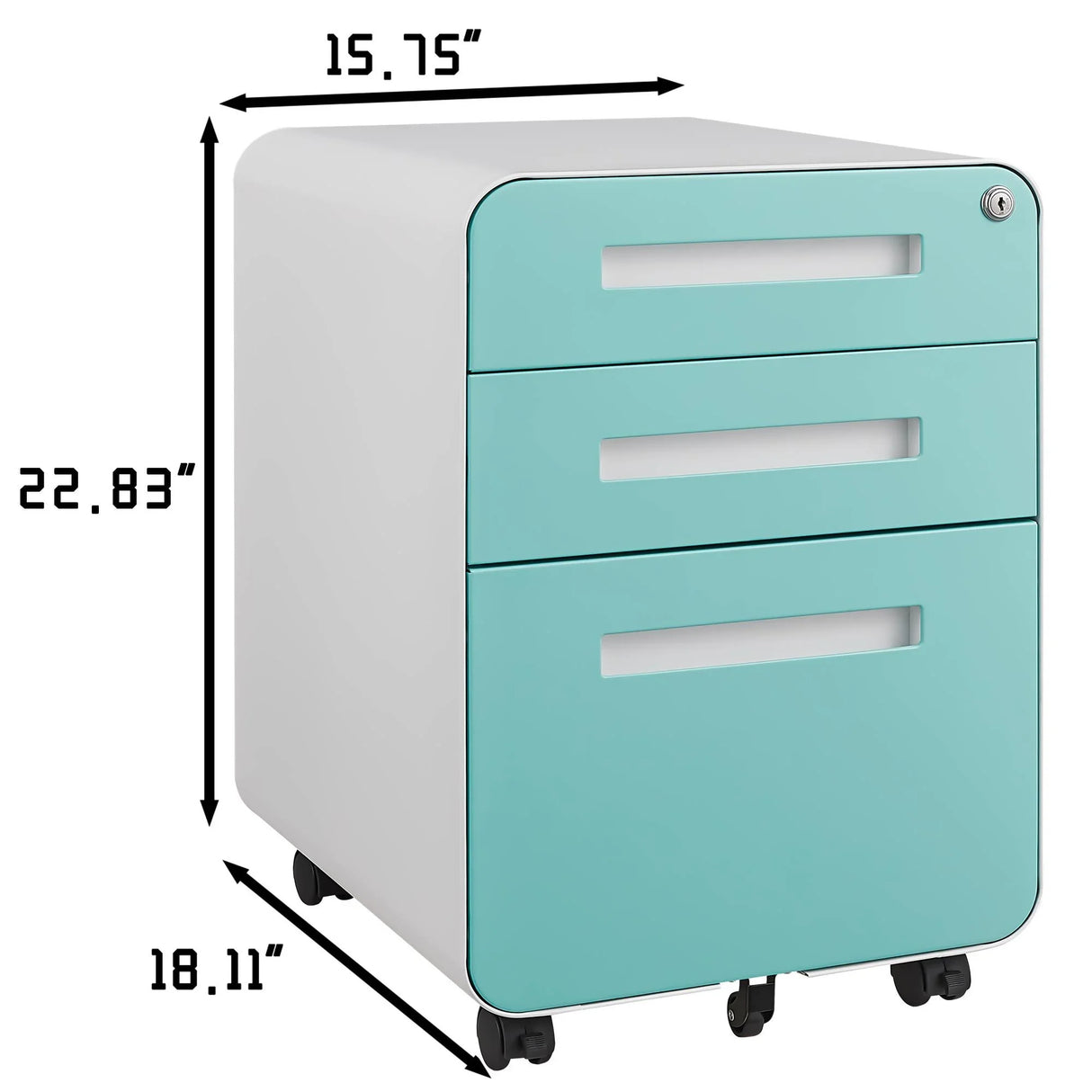 3 Drawer Mobile File Cabinet Under Desk Office, Simple Style Versatile Storage Cabinet For Legal / Letter / A4 Files, 5 Wheel Design Anti-Tilting Cold Rolled Steel Waterproof Moisture-Proof - Furniture Home Direct