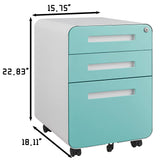 3 Drawer Mobile File Cabinet Under Desk Office, Simple Style Versatile Storage Cabinet For Legal / Letter / A4 Files, 5 Wheel Design Anti-Tilting Cold Rolled Steel Waterproof Moisture-Proof - Furniture Home Direct