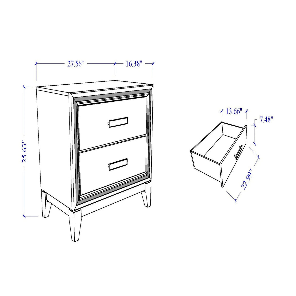 Almera - Glitter Nightstand - White - Furniture Home Direct