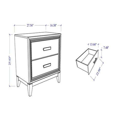 Almera - Glitter Nightstand - White - Furniture Home Direct