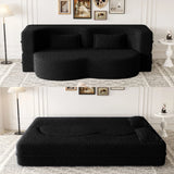 Modern Floor Sofa, With 2 Pillows, Convertible Teddy Fabric Foam Filled Bed - Furniture Home Direct