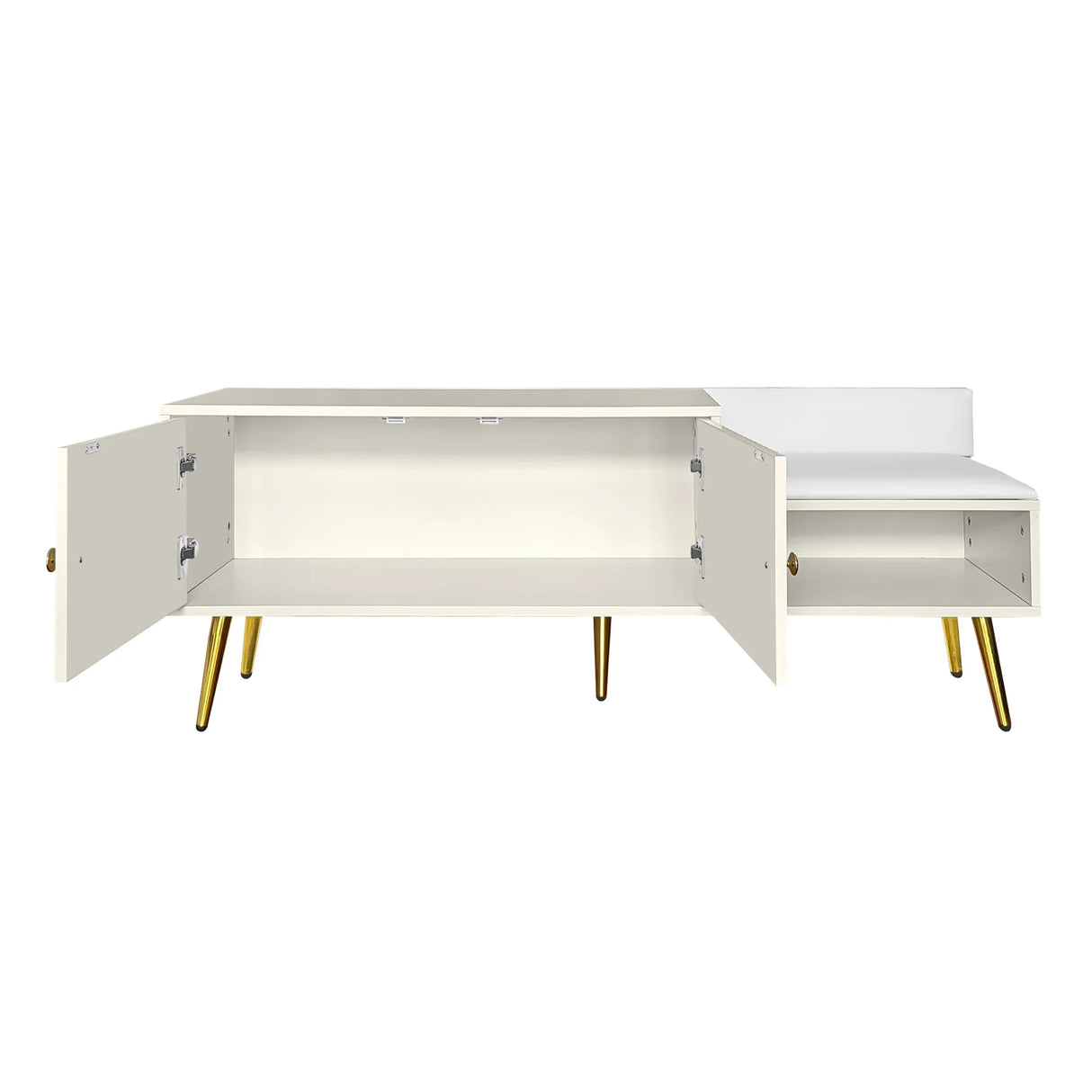 Modern Shoe Storage with Upholstered Cushions - Antique White - Furniture Home Direct