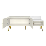 Modern Shoe Storage with Upholstered Cushions - Antique White - Furniture Home Direct