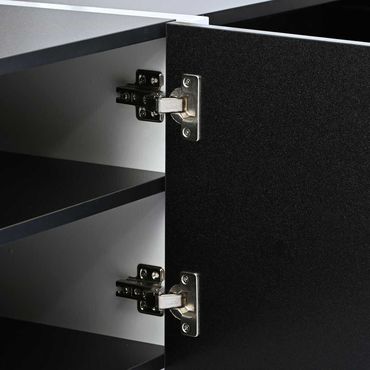TV Stand High Gloss Console 74 Inch Length Modern Black - Furniture Home Direct