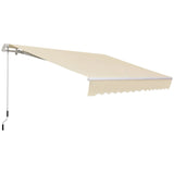 Outsunny - 12' x 8' Retractable Awning Patio Awnings Sun Shade Shelter With Manual Crank Handle, 280G / M² Uv & Water-Resistant Fabric And Aluminum Frame For Deck, Balcony, Yard - Cream White - Furniture Home Direct