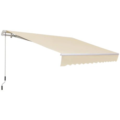 Outsunny - 12' x 8' Retractable Awning Patio Awnings Sun Shade Shelter With Manual Crank Handle, 280G / M² Uv & Water-Resistant Fabric And Aluminum Frame For Deck, Balcony, Yard - Cream White - Furniture Home Direct