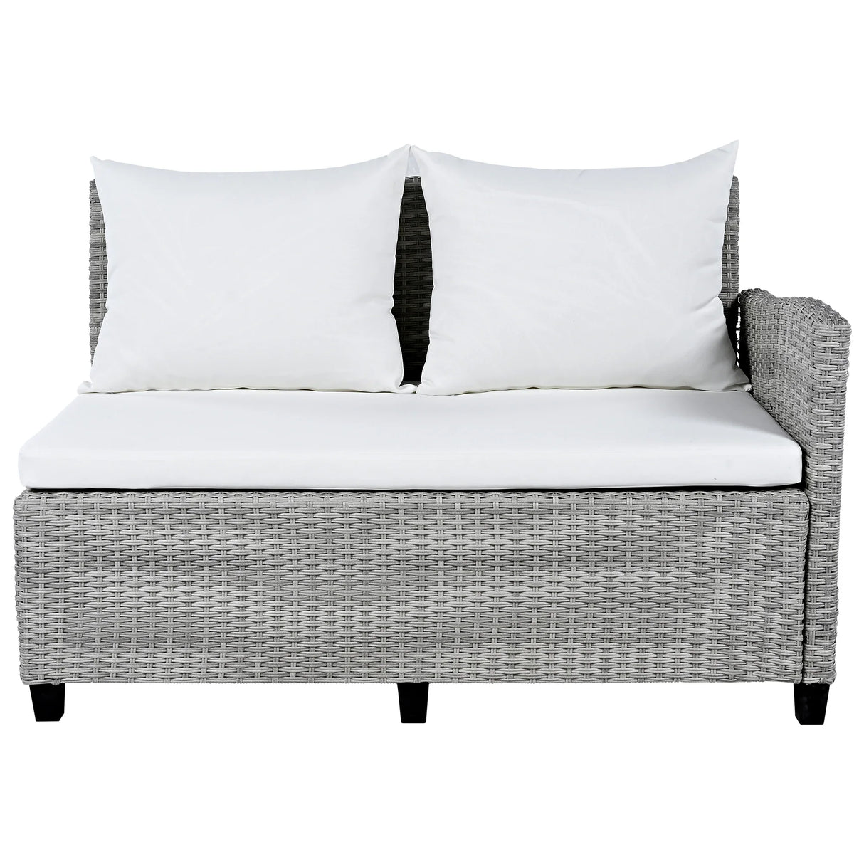 Outdoor Rattan Sectional With 2 Extendable Side Tables and Washable Covers - Furniture Home Direct