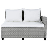 Outdoor Rattan Sectional With 2 Extendable Side Tables and Washable Covers - Furniture Home Direct